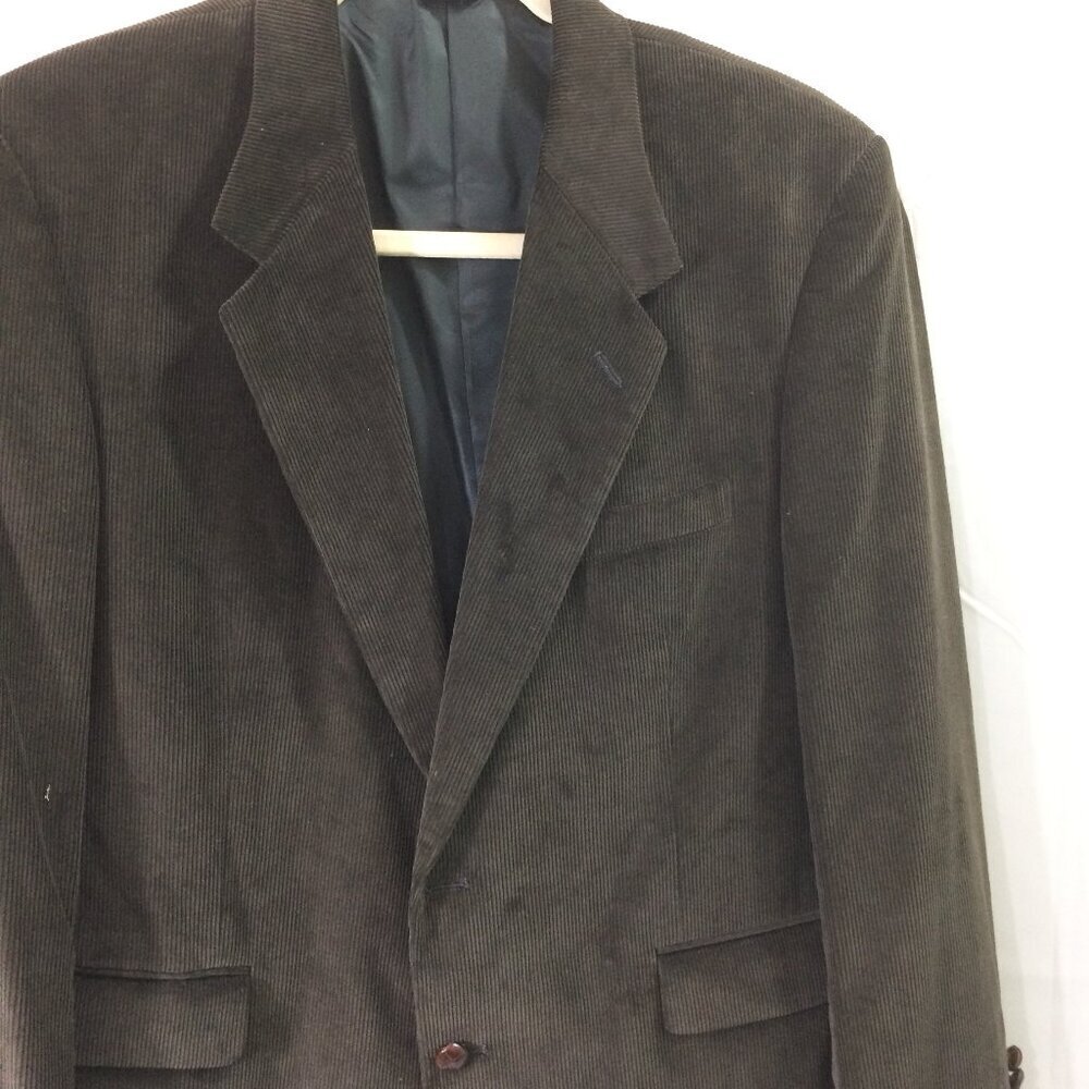 David Taylor Mens Blazer Brown Corduroy 100% Cotton Leather Buttons 44R